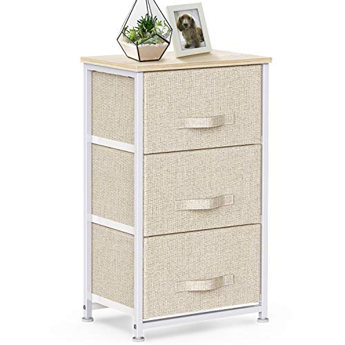 Pipishell 3 Drawer Fabric Dresser Storage Tower, Dresser Chest with Wo Pipi shell Pipishell 3 Drawer Fabric Dresser Storage Tower, Dresser Chest with Wo Pipi shell