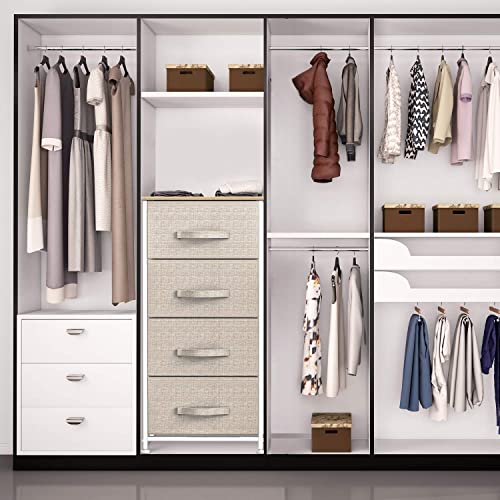 4 Drawer Fabric Dresser Storage Tower, Dresser Chest with Wood Top, Or – Pipi shell 4 Drawer Fabric Dresser Storage Tower, Dresser Chest with Wood Top, Or – Pipi shell