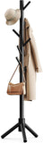 Pipishell Solid Wooden Coat Rack Freestanding with 8 Hooks, Black