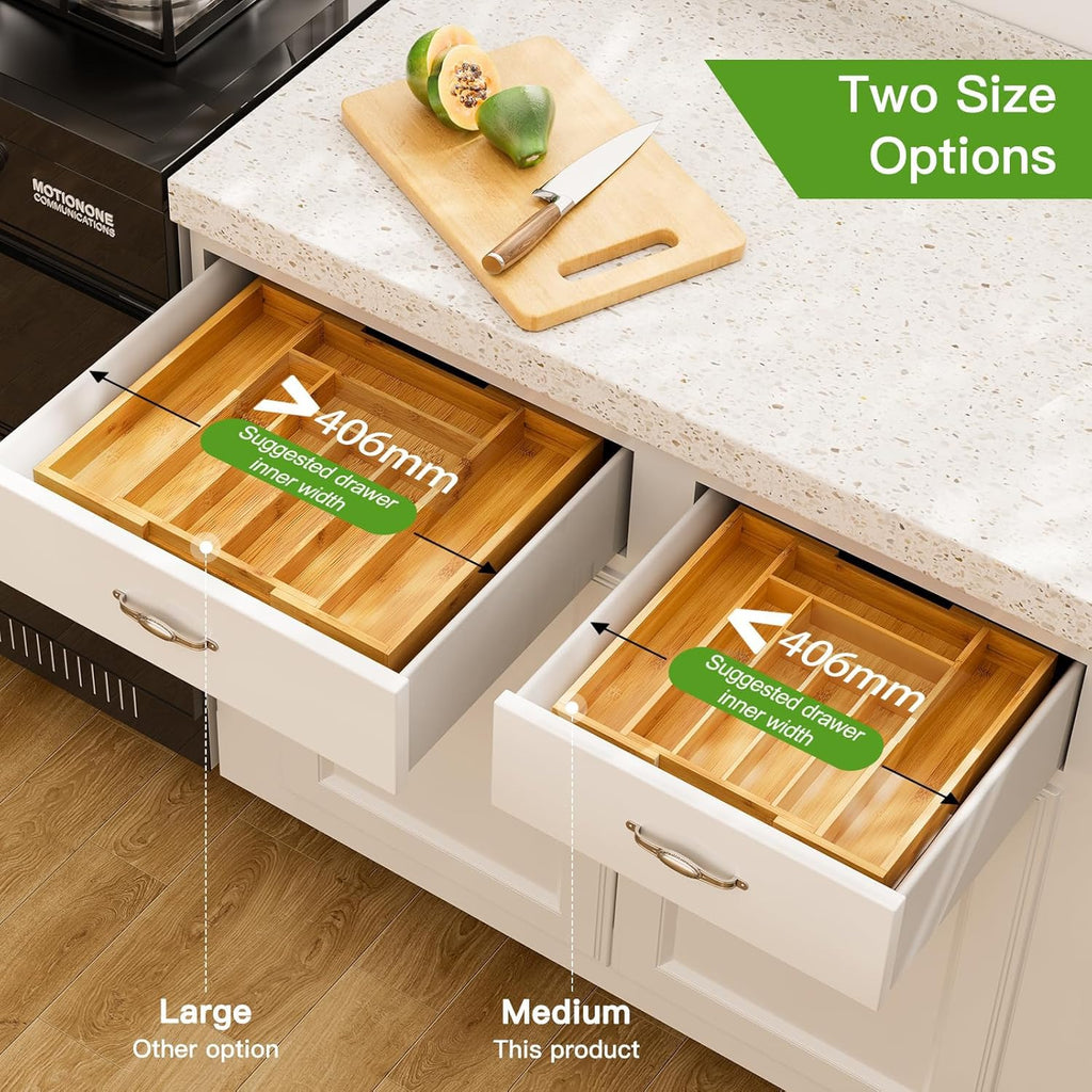 대나무 확장형 서랍 정리함 (Bamboo Expandable Drawer Organizer)