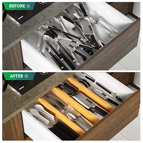 PIDD01 4 Pack Bamboo Drawer Dividers for Home, Kitchen, Closet, Dresser, Bathroom, Office
