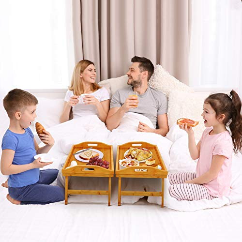 Sleep Chewing Table Pipishell Bamboo Bed Tray Table with Foldable Legs, Breakfast Tray wit ...