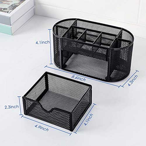 Desk Organizer Mesh Desktop Office Supplies Multi-functional Caddy Pen Holder Stationery with 8 Compartments and 1 Drawer for Office, Home, School, Classroom by Pipishell