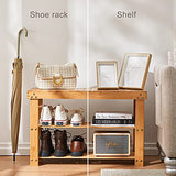 Bamboo Shoe Rack Bench, 3-Tier Shoe Shelf Organizer Holds up to 220 lbs, Entryway Storage Bench Ideal for Hallway Bathroom Living Room by Pipishell