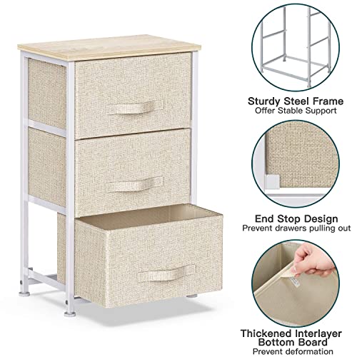 Pipishell 4 Drawer Fabric Dresser Storage Tower, Chest with Wood Top, Organizer