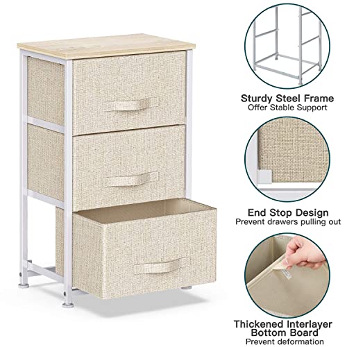 Pipishell 3 Drawer Fabric Dresser Storage Tower, Dresser Chest with Wo Pipi shell Pipishell 3 Drawer Fabric Dresser Storage Tower, Dresser Chest with Wo Pipi shell