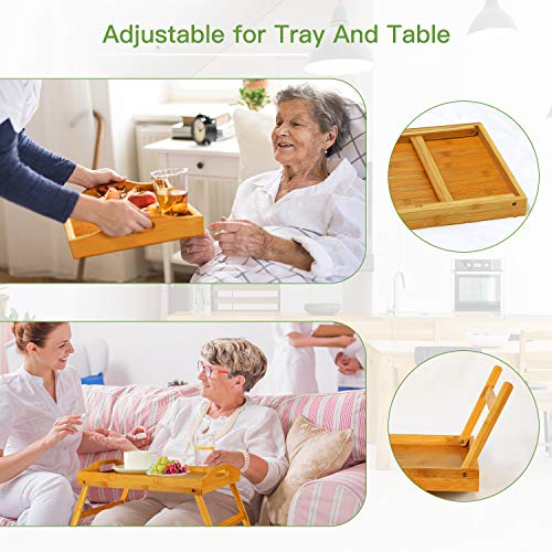 3 Pack Lap Tray for Eating Bamboo Breakfast Tray Bed Trays with Handles and  Foldable Legs Bed Table Tray for Bed Eating Snack Working As Laptop Desk
