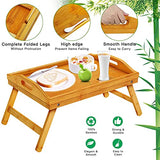 Pipishell Bamboo Bed Tray Table with Foldable Legs, Breakfast Tray with Handles, Ideal for Kids, Couples, Sofa, Bed, Eating, Working, Used As Laptop Desk Snack Tray - 2 Pack