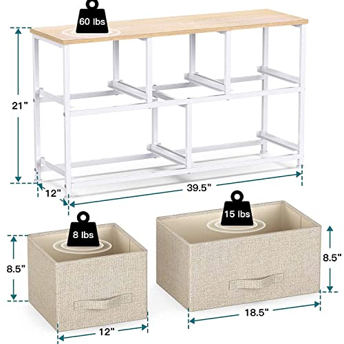 9 Compartment Drawer Organizer Fabric Storage Tower for Bedroom Hallway  Nursery Closet Tall Cabinet Storage Unit with Fabric Organizers Steel Shelf  Wooden Top Easy Pull Handle