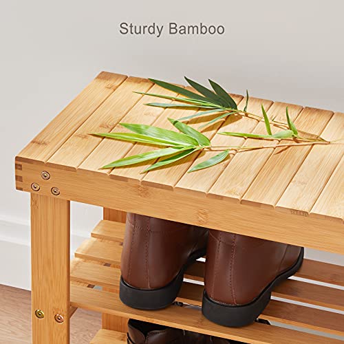 Bamboo Shoe Rack Bench, 3-Tier Shoe Shelf Organizer Holds up to 220 lb –  Pipi shell