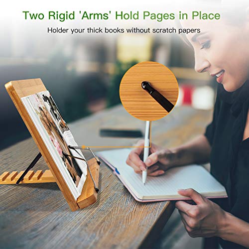 Book Stand Recipe Book Stand Book Holder Reading Kitchen With 2 Metal Page  Holders Made From Eco-friendly Bamboo