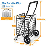 Pipishell Shopping Cart with Dual Swivel Wheels for Groceries - Compact Folding Portable Cart Saves Space - with Adjustable Handle Height - Lightweight Easy to Move Holds up to 70L/Max 66Ibs -PITUC1