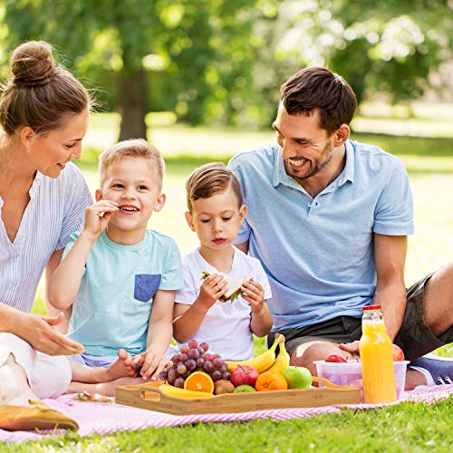 Pipishell Bamboo Serving Tray with Handles Rectangular Wooden Breakfast Tray Works for Eating, Working, Storing, Used in Bedroom, Kitchen, Living Room, Bathroom, Hospital and Outdoors-17x13x2inches