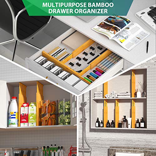 4 Packs Bamboo Drawer Divider Set, Adjustable And Expandable Kitchen Drawer  Organizer, Separator For Kitchen & Cabinet Organizer